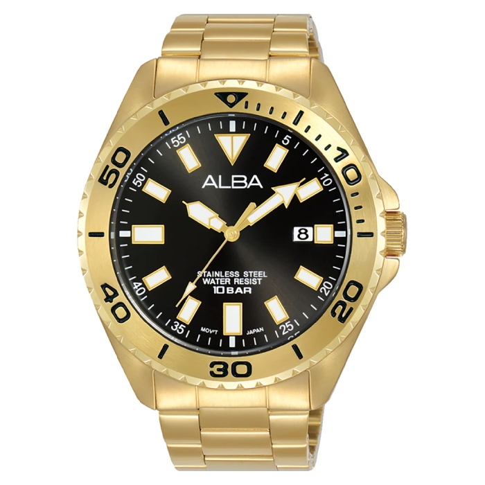 Alba active watch for men, analog, stainless steel band, 44mm, as9q38x1 - gold
Alba active watch for men, analog, stainless steel band, 44mm, as9q38x1 - gold