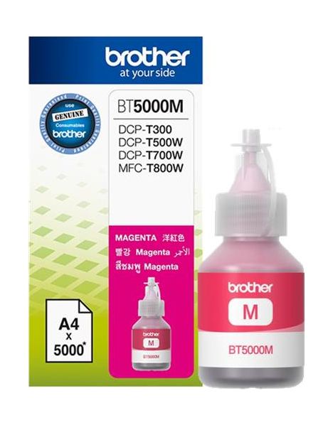 Brother ink bt5000m for inkjet printing 5000 page yield - magenta (single colour pack)
Brother ink bt5000m for inkjet printing 5000 page yield - magenta (single colour pack)