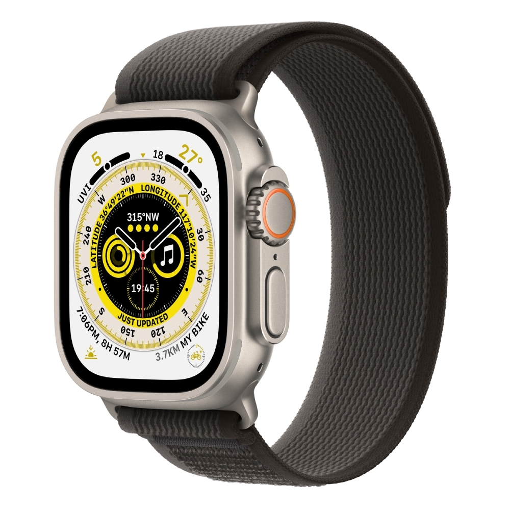Apple watch ultra gps + cellular, 49mm titanium case with black/gray trail loop - m/l
Apple watch ultra gps + cellular, 49mm titanium case with black/gray trail loop - m/l