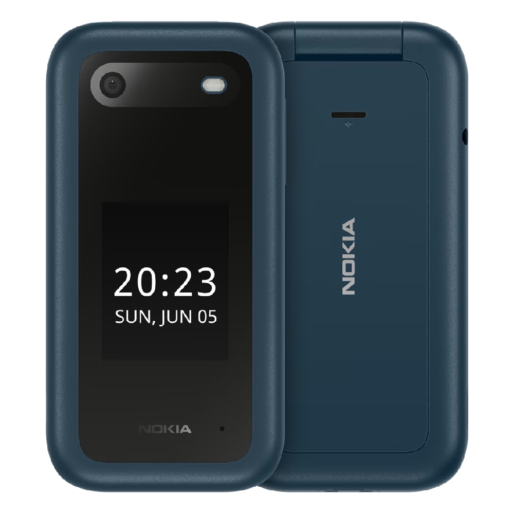 Buy Nokia 2660 flip phone, 48mb ram, 128mb, 4g, dual sim- blue in Saudi Arabia