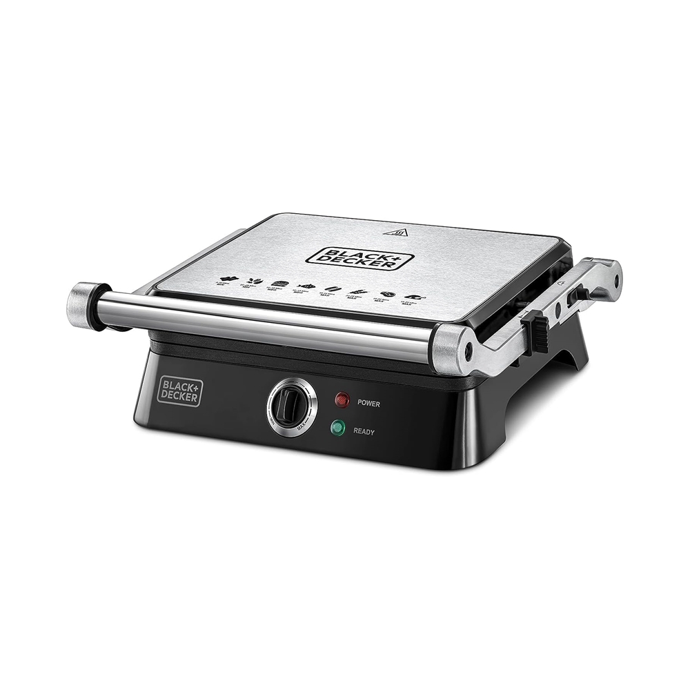 Buy Black & decker electric contact grill with full flat grill, je250-b5 - stainless steel in Kuwait