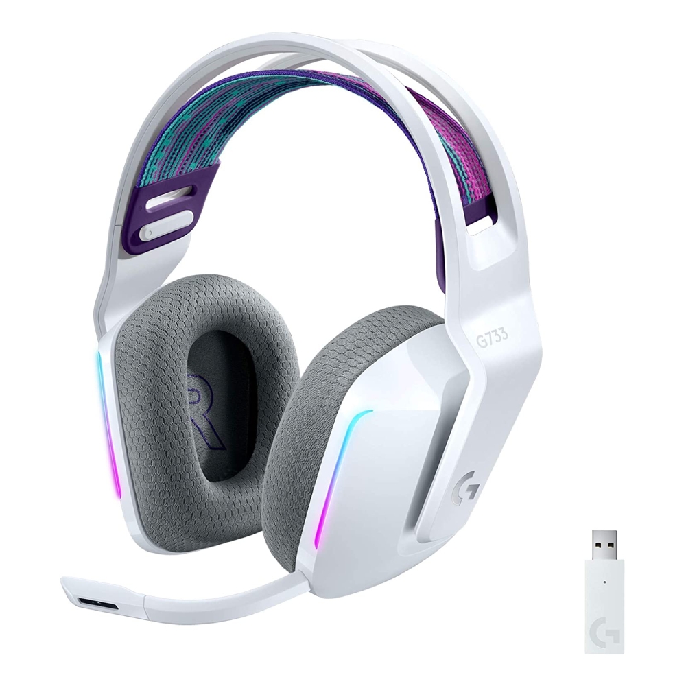 

Logitech g733 light speed wireless rgb gaming headset - white