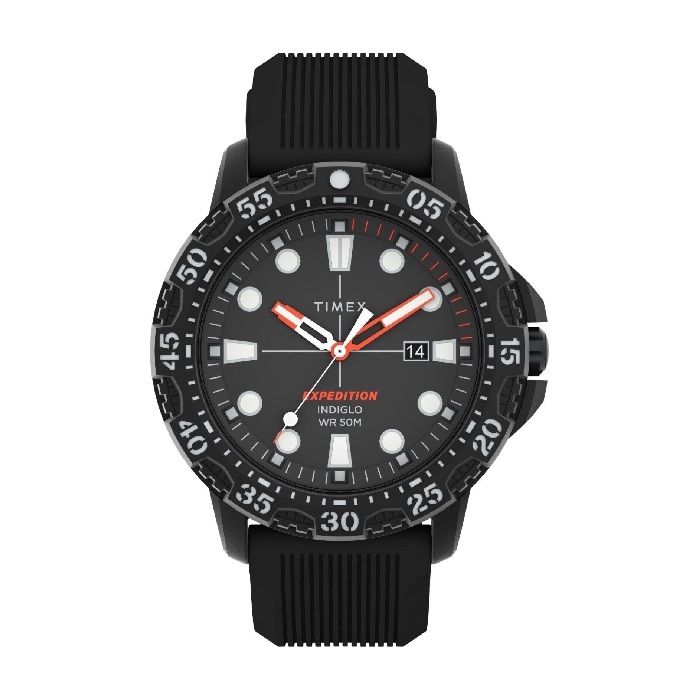 

Timex expedition gallatin watch for men, analog 44mm, silicone strap, tw4b25500 – black