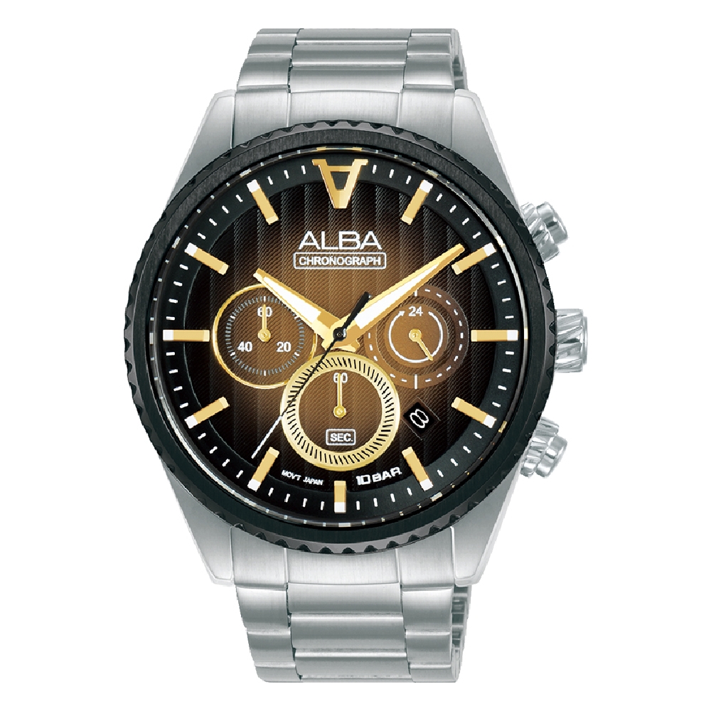 

Alba signa chrono 43mm gent's metal strap casual watch - at3h95x1