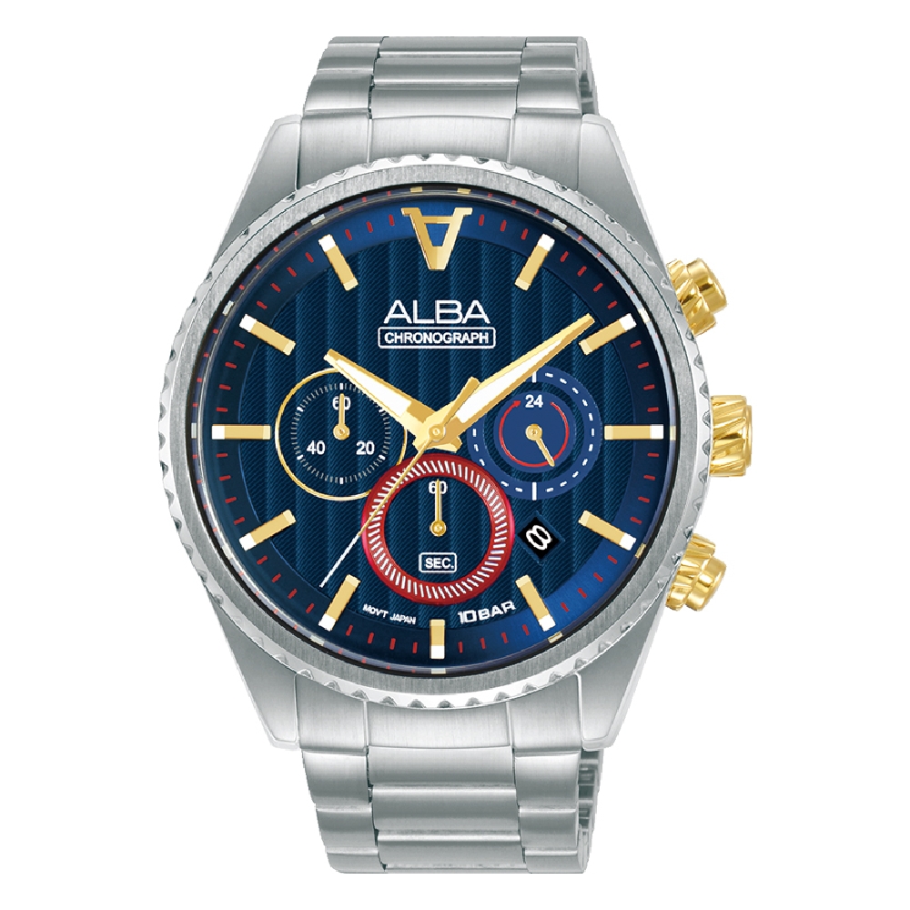 

Alba signa chrono 43mm gent's metal strap casual watch - at3h97x1