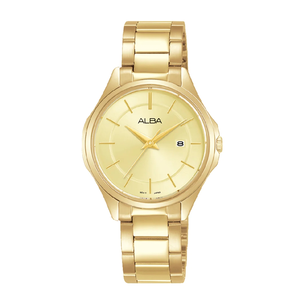 

Alba prestige women watch, analog, 30mm, stainless steel, ah7ba0x1– gold