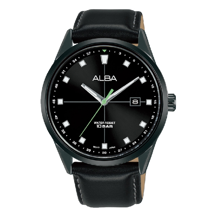 

Alba watch for men, leather band, 42mm, as9q33x1 - black