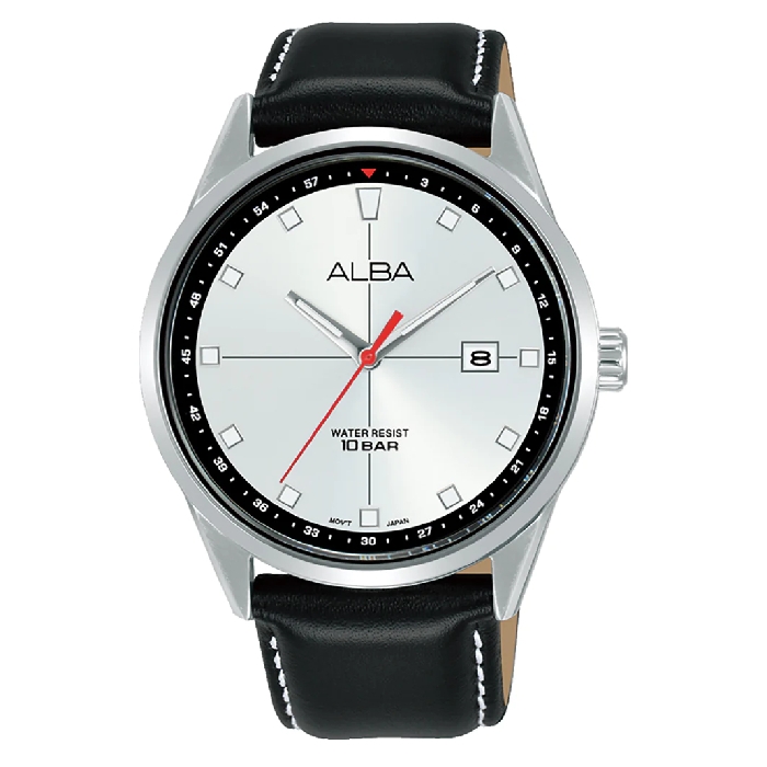 

Alba watch for men, leather band, 42mm, as9q35x1 - black