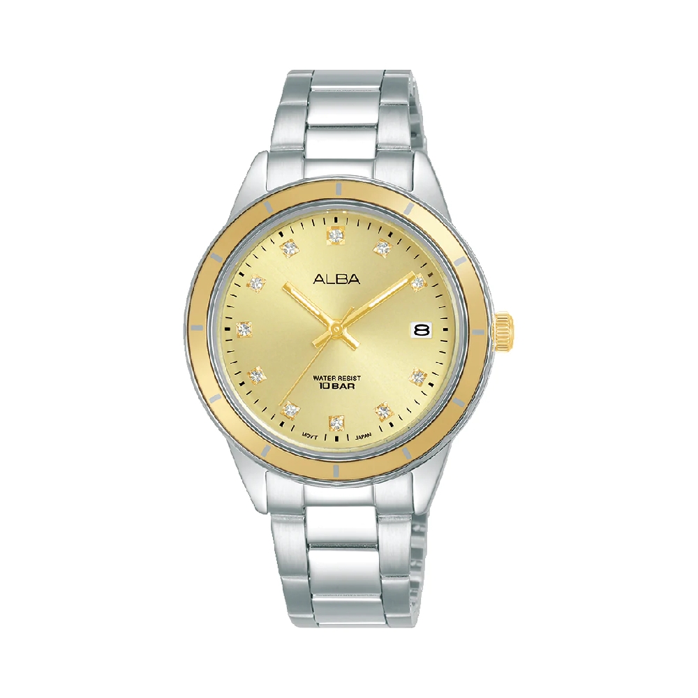

Alba active watch for women, analog, 34mm, stainless steel strap, ag8m85x1- silver