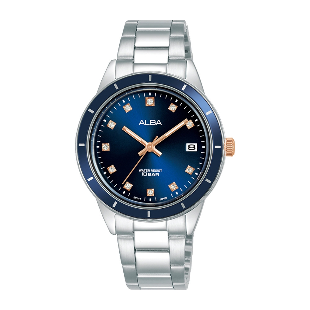 

Alba active watch for women, analog, 34mm, stainless steel strap, ag8m87x1- silver