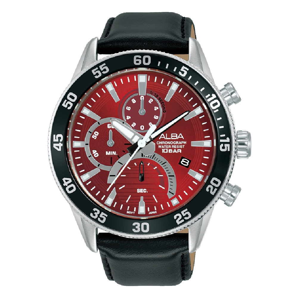 

Alba active chrono 45mm gent's leather strap casual watch - am3899x1