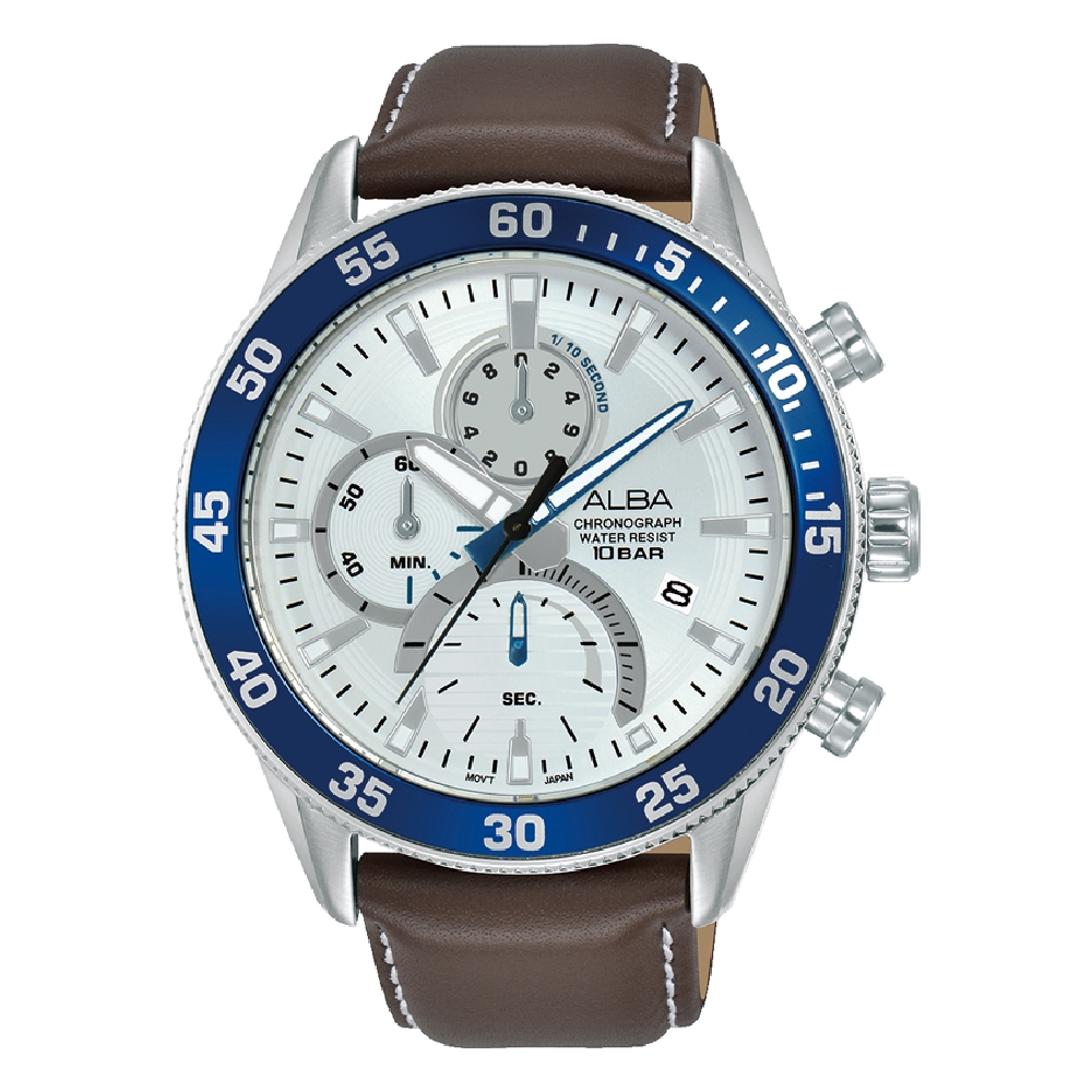 

Alba active chrono 45mm gent's leather strap casual watch - am3901x1