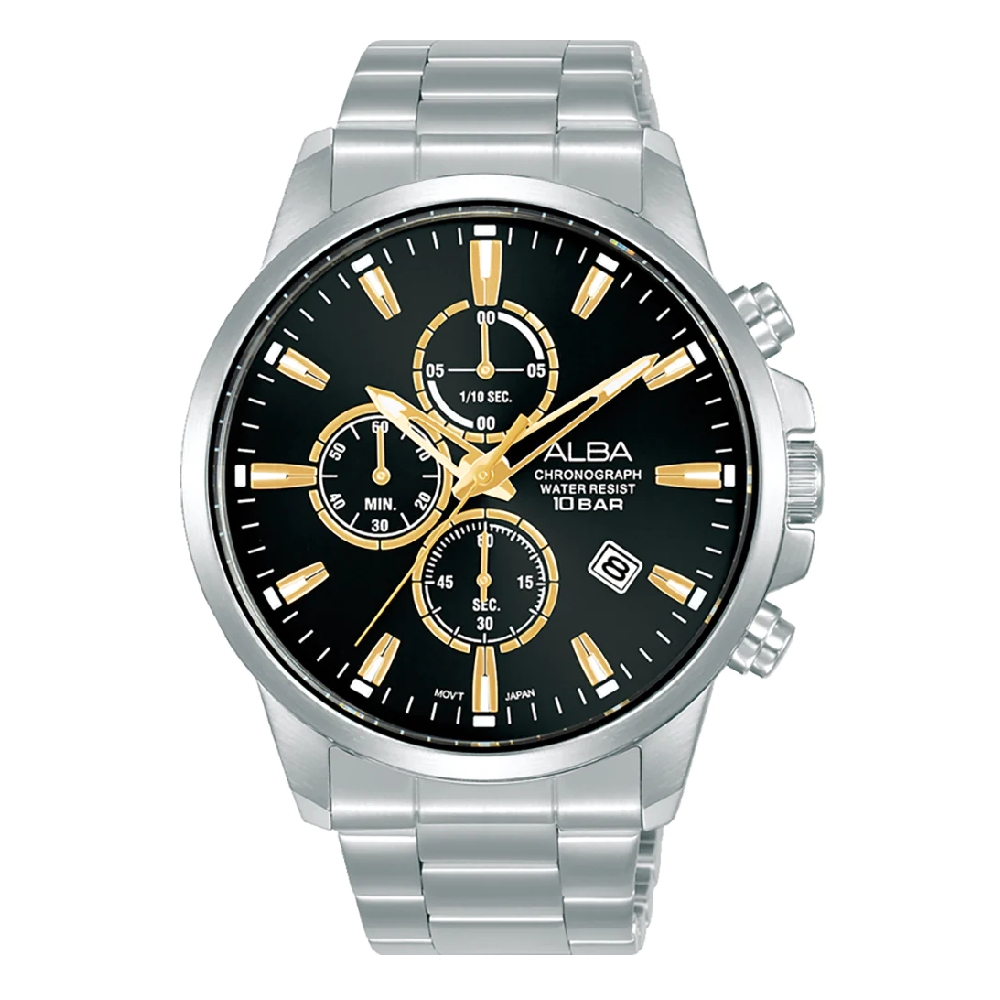 

Alba active men's watch, 43mm, chronograph, stainless steel strap, am3903x1 –silver