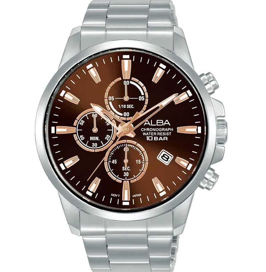 

Alba active men's watch, 43mm, chronograph, stainless steel strap, am3907x1 –silver