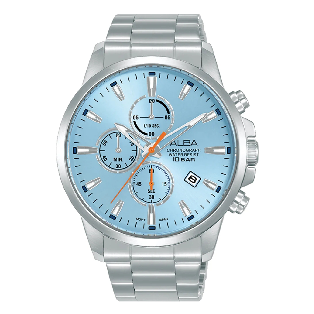 

Alba active men's watch, 43mm, chronograph, stainless steel strap, am3913x1 –silver