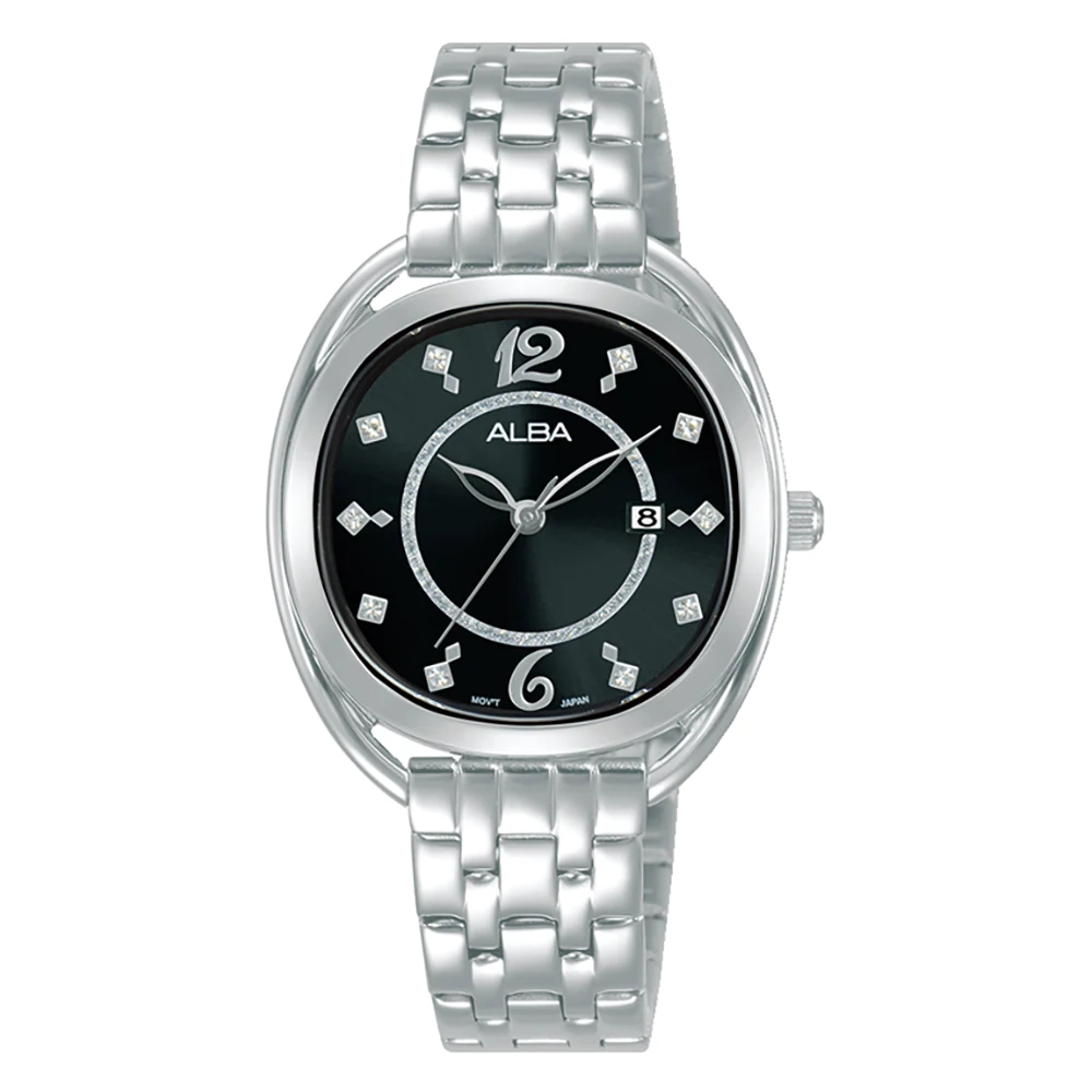 

Alba fashion watch for women, analog, stainless steel band, 31mm, ah7bh1x1 - silver
