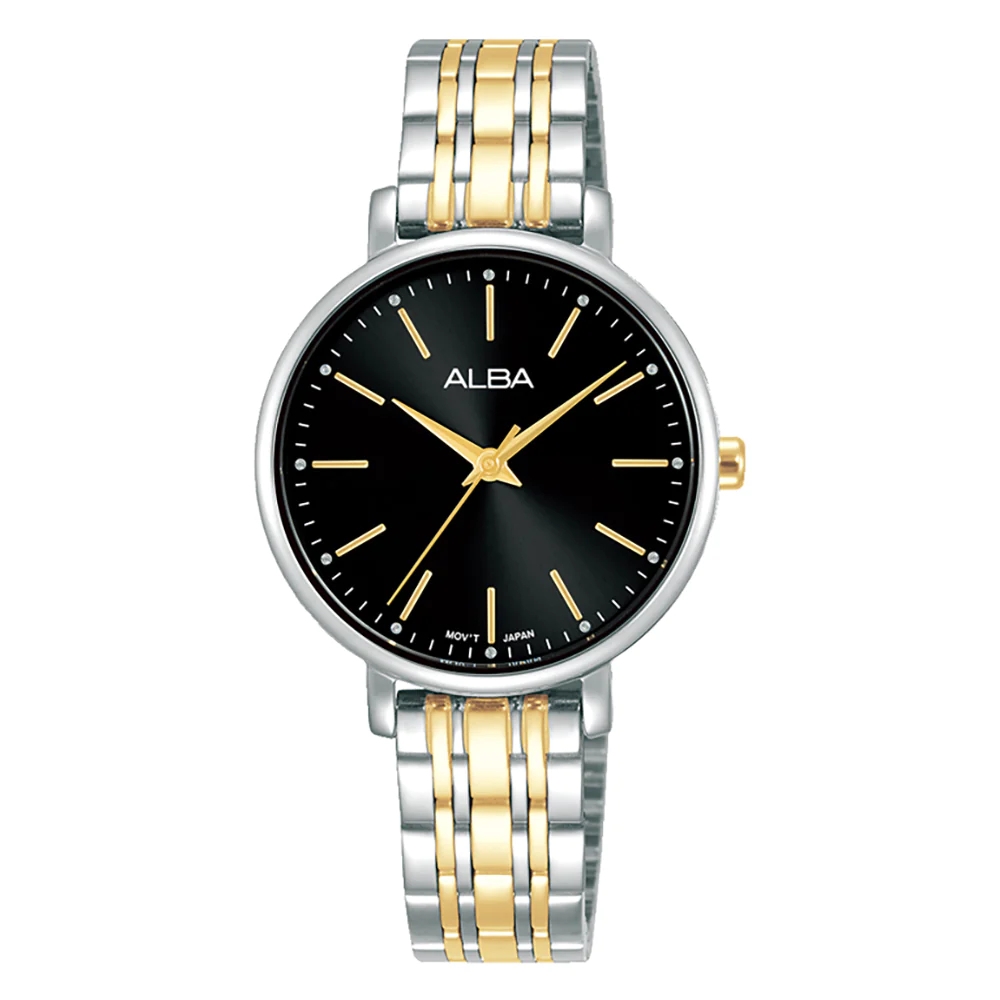 

Alba fashion watch for women, analog, stainless steel band, 30mm, arx093x1 - silver / gold