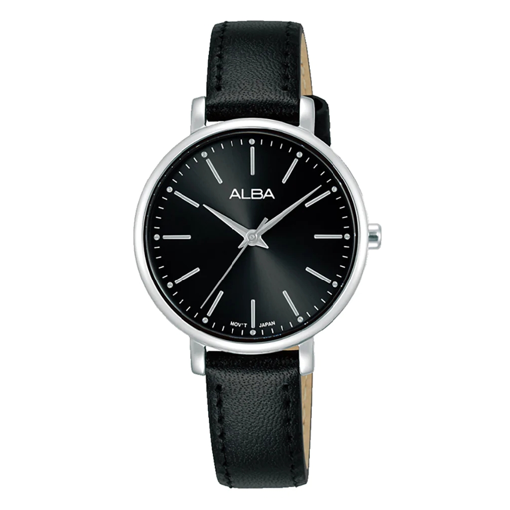 

Alba fashion watch for women, analog, leather band, 30mm, arx099x1 - black