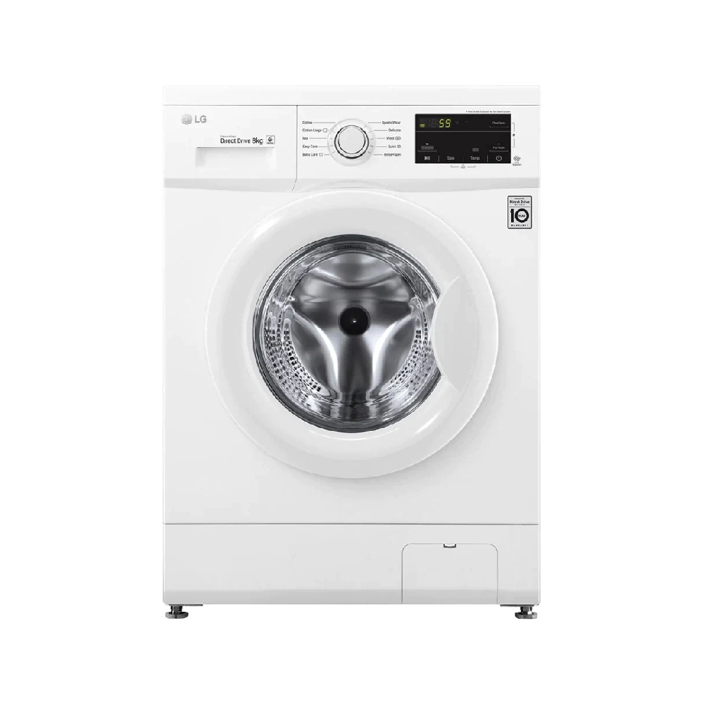 

Lg front load washer washing 8kg fh2j3tdnpo - white