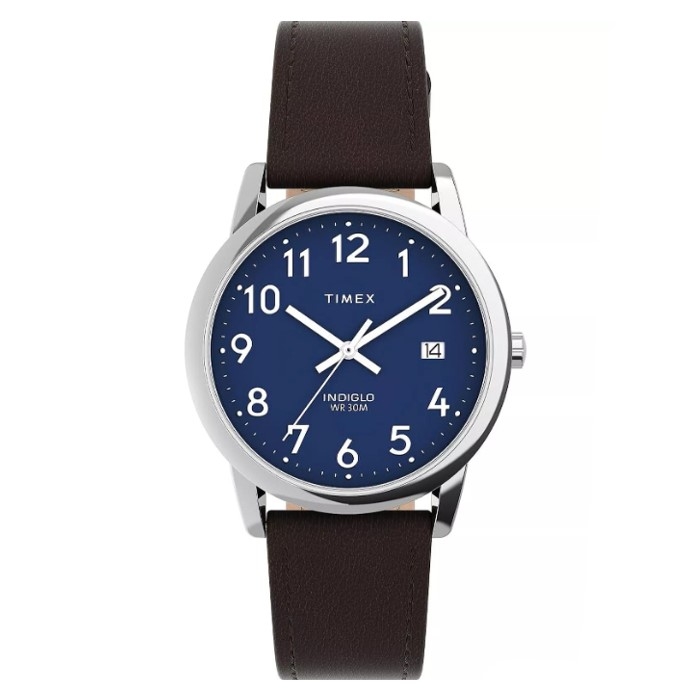 اشتري ساعة إيزي ريدر للنساء من تايمكس، أنالوج، 35 ملم، حزام جلدي صديق للبيئة، tw2v75200 - أسود في الكويت
