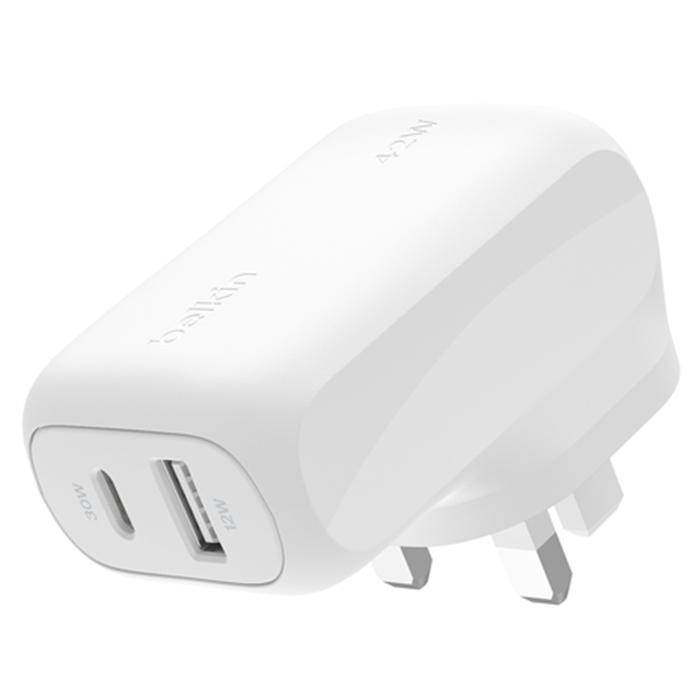 Buy Belkin boostcharge 42w dual wall charger, wcb009mywh – white in Kuwait