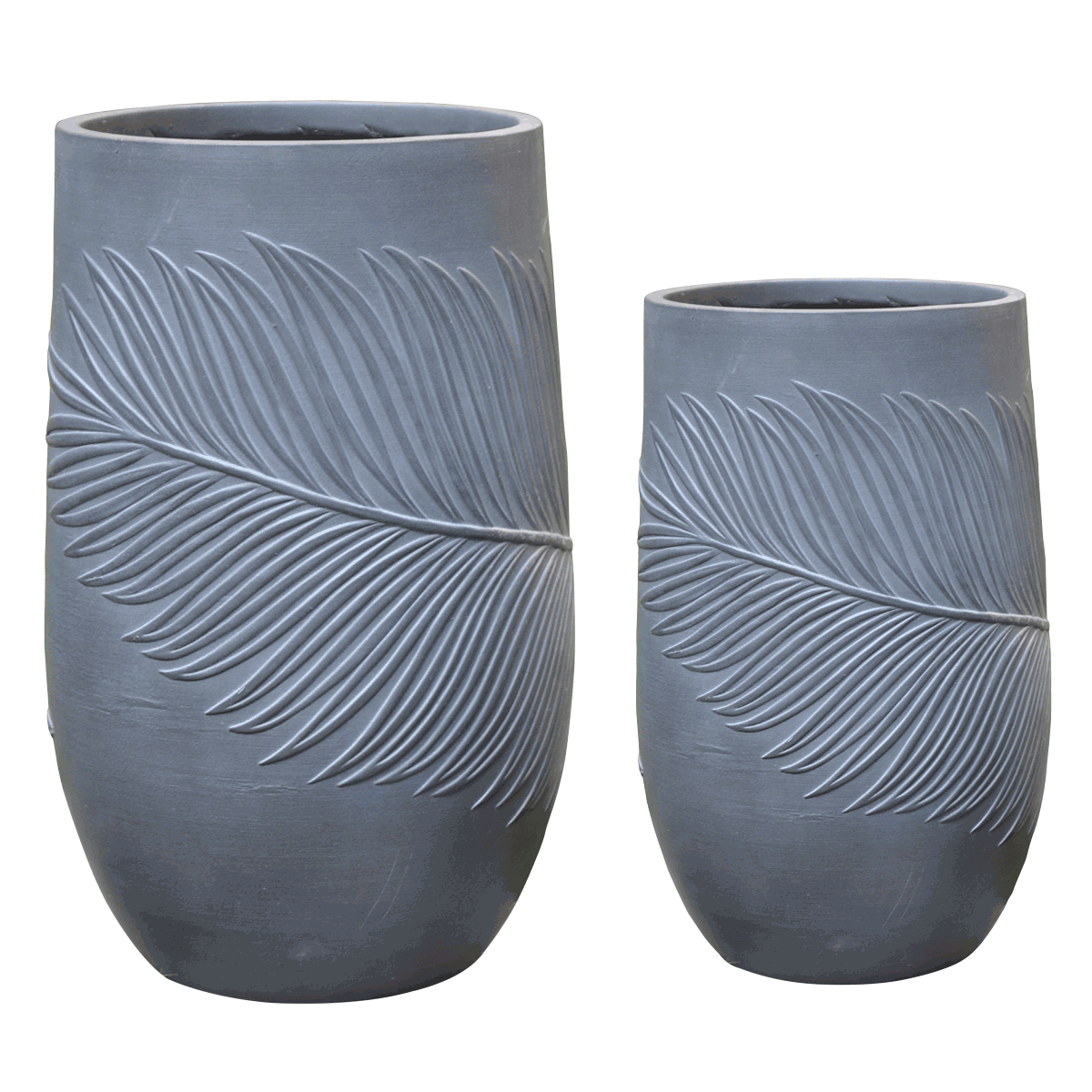 Buy Leaf fiber clay pots set of 2 tall grey in Kuwait