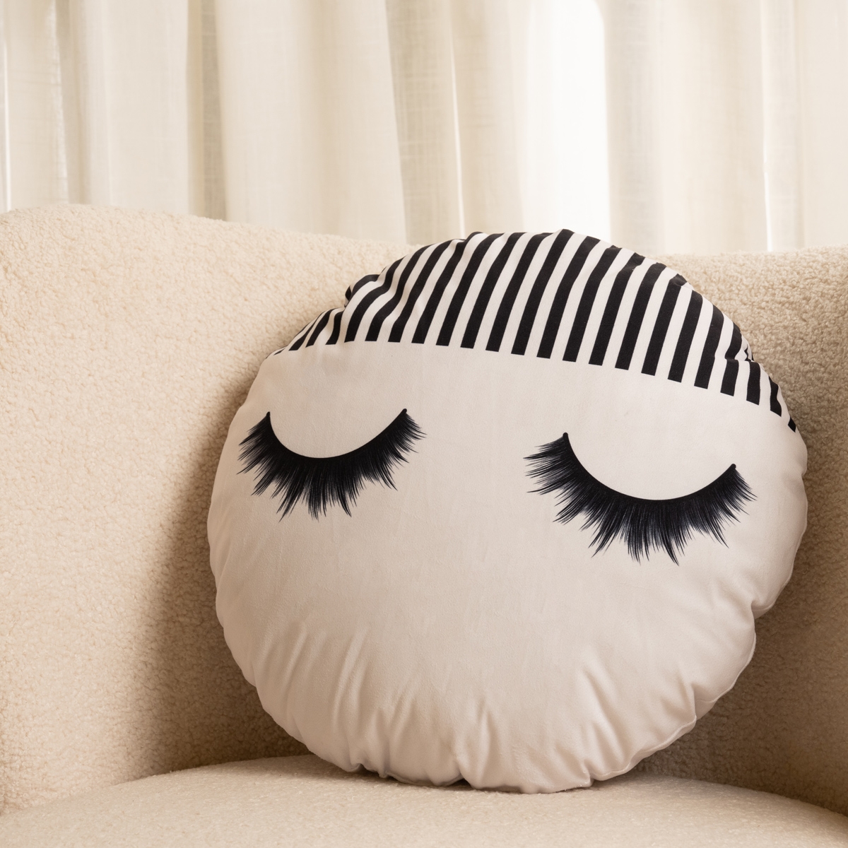 Buy Beauty sleep kids cushion black & white 40x40 cm in Kuwait