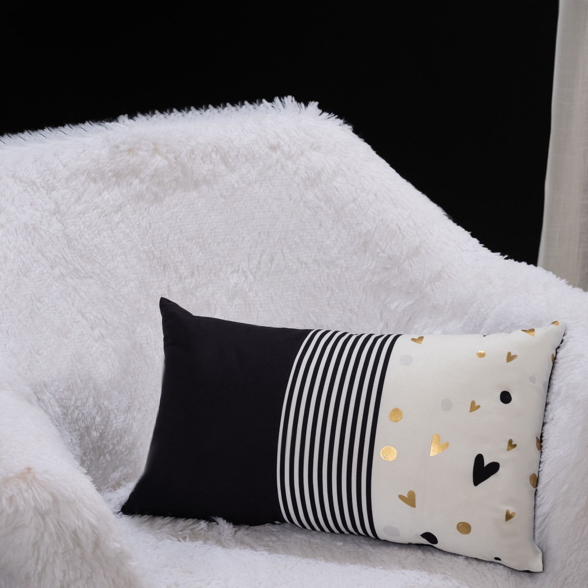 Buy Beauty sleep kids cushion black & white 30x50 cm in Kuwait