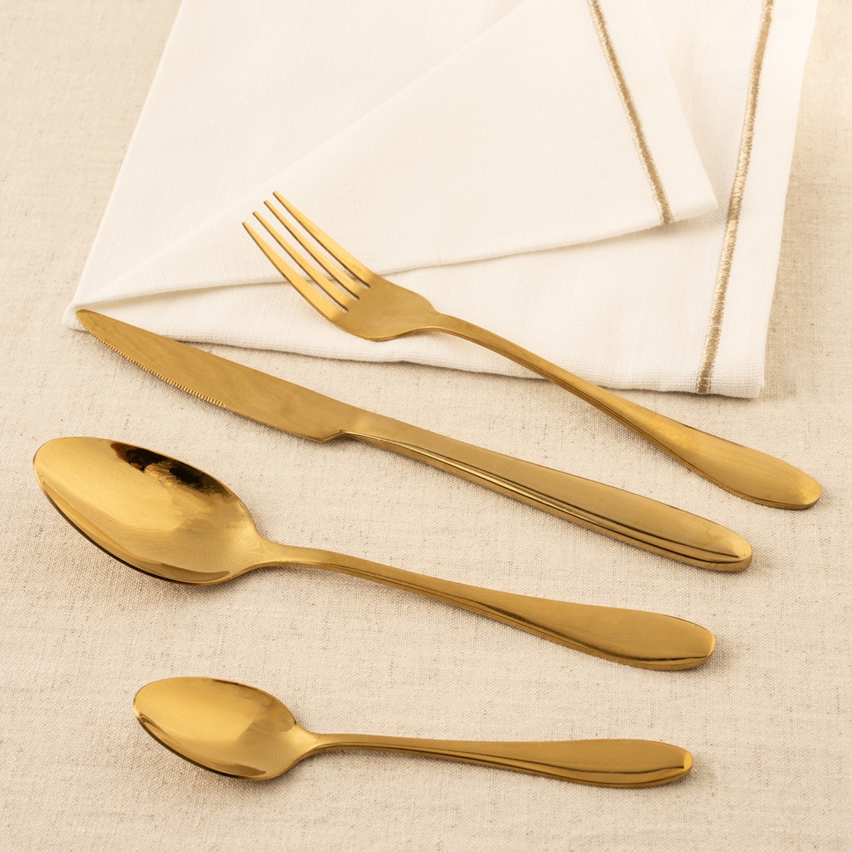 Buy Matte gold 24 pcs cutlery set in Kuwait