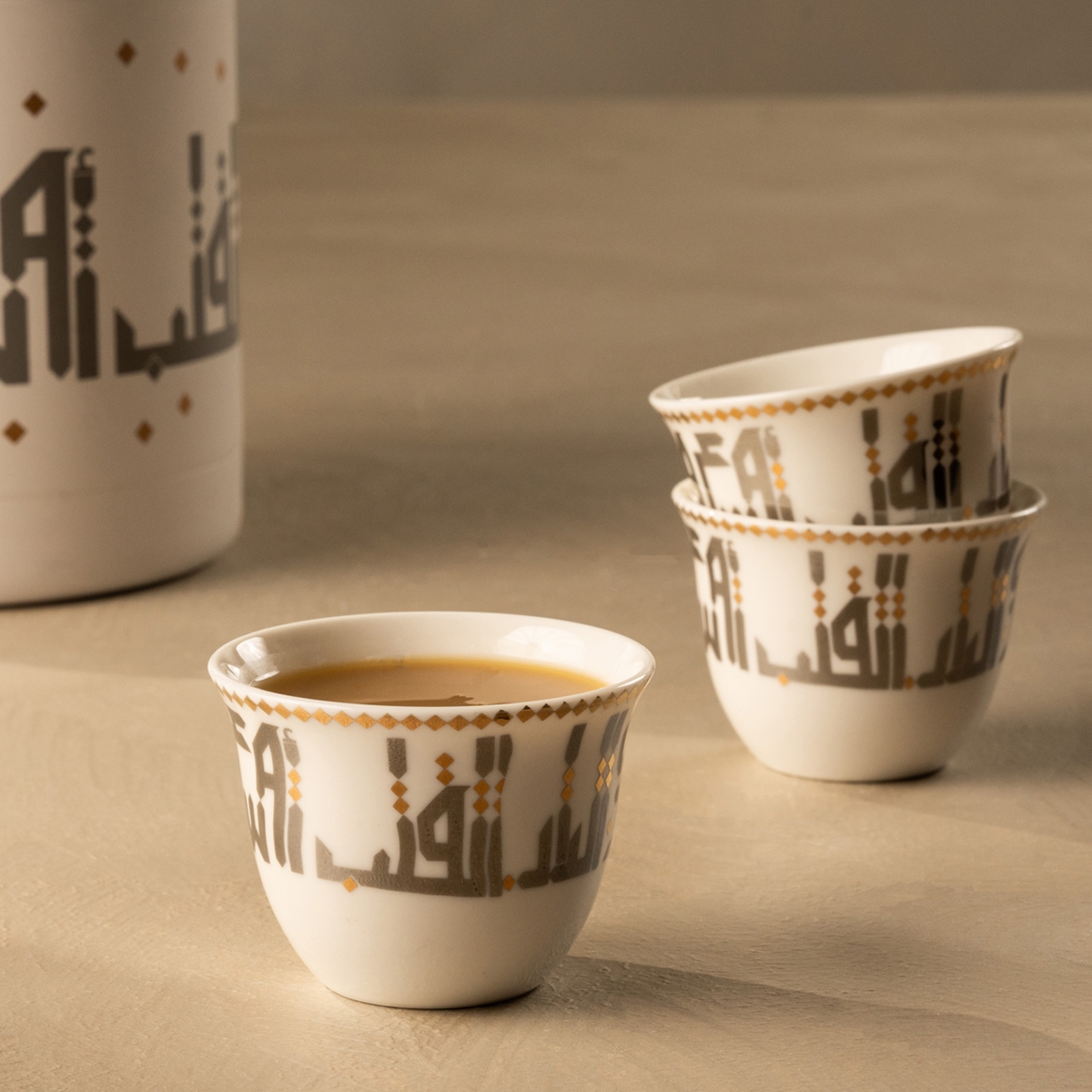 Buy Almas new bone gahwa cup set 6pcs silver 90 ml in Kuwait