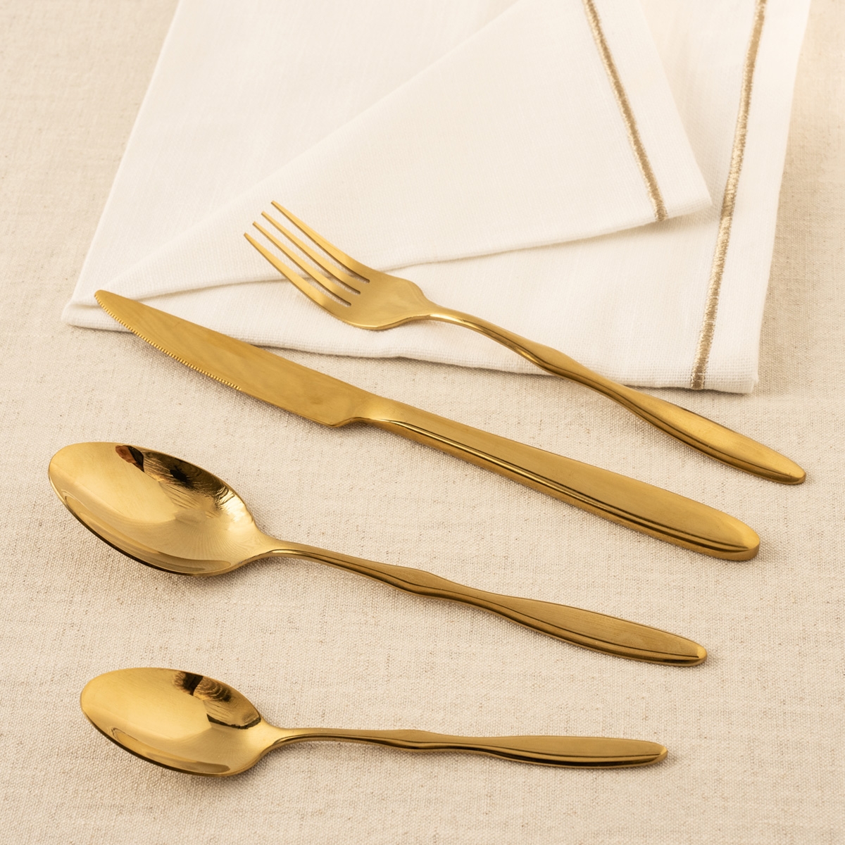 Buy Ripple stainless steel cutlery set 24pcs gold in Kuwait