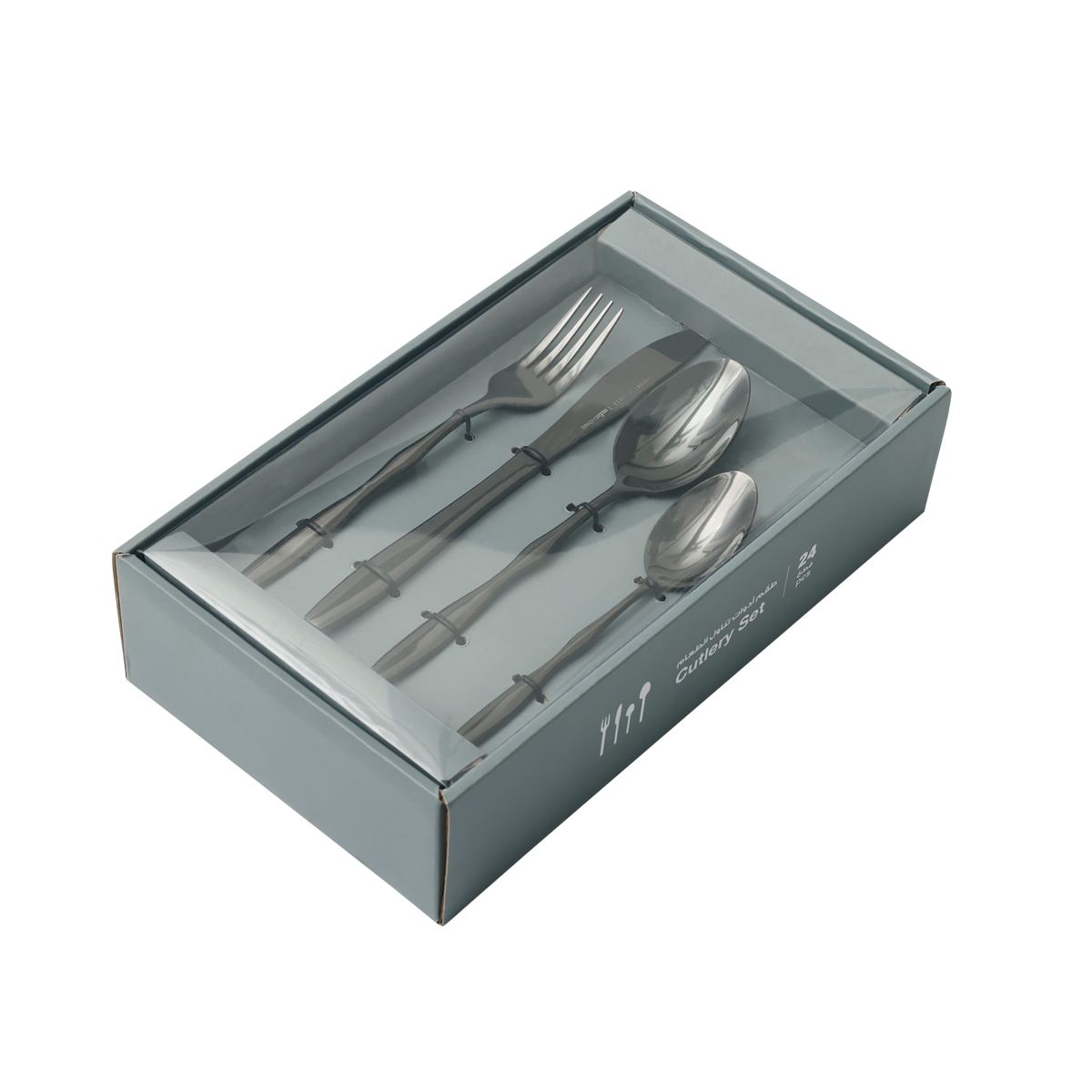 Buy Ripple stainless steel cutlery set 24pcs black in Kuwait