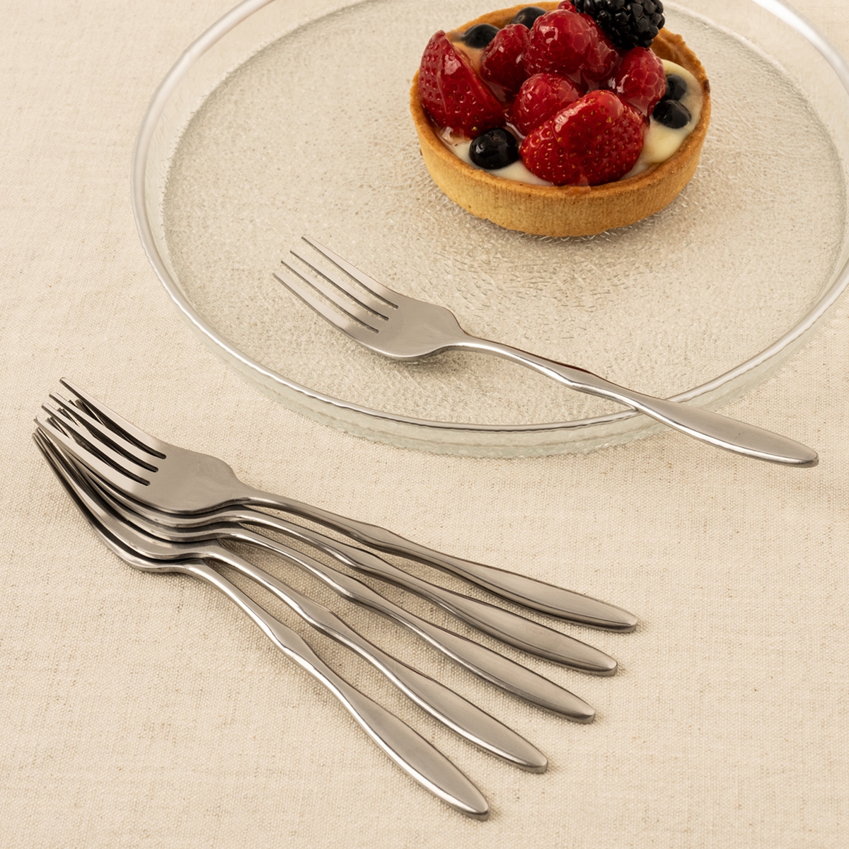 Buy Ripple stainless steel dessert fork set 6pcs silver in Kuwait