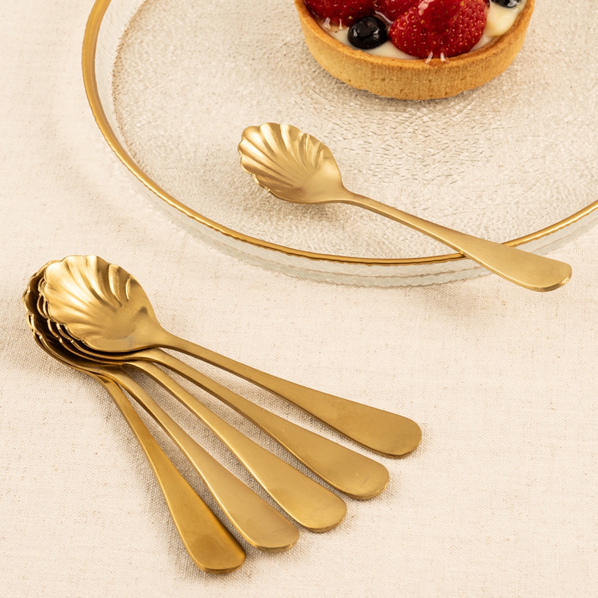 Buy Nessy stainless steel ice cream spoon set 6pcs gold in Kuwait