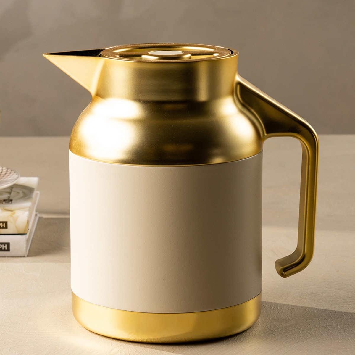 Buy Nova tea server stainless steel d/w gold & white 1. 5 ltr in Kuwait