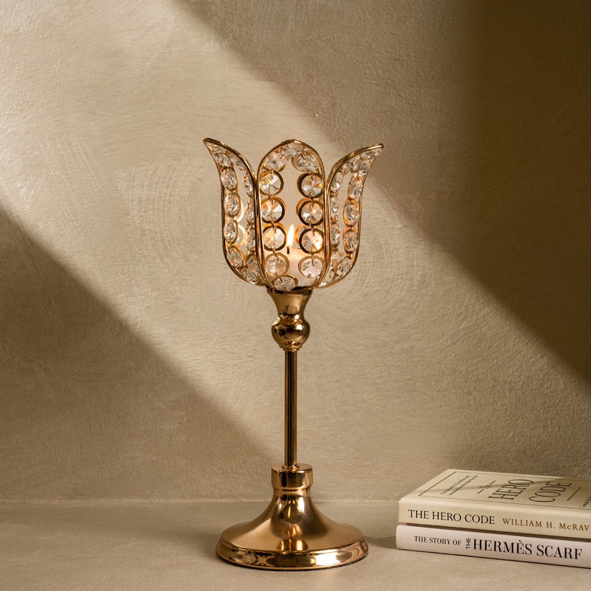 Buy Lotus candle holder gold 16x16x30. 5 cm in Kuwait