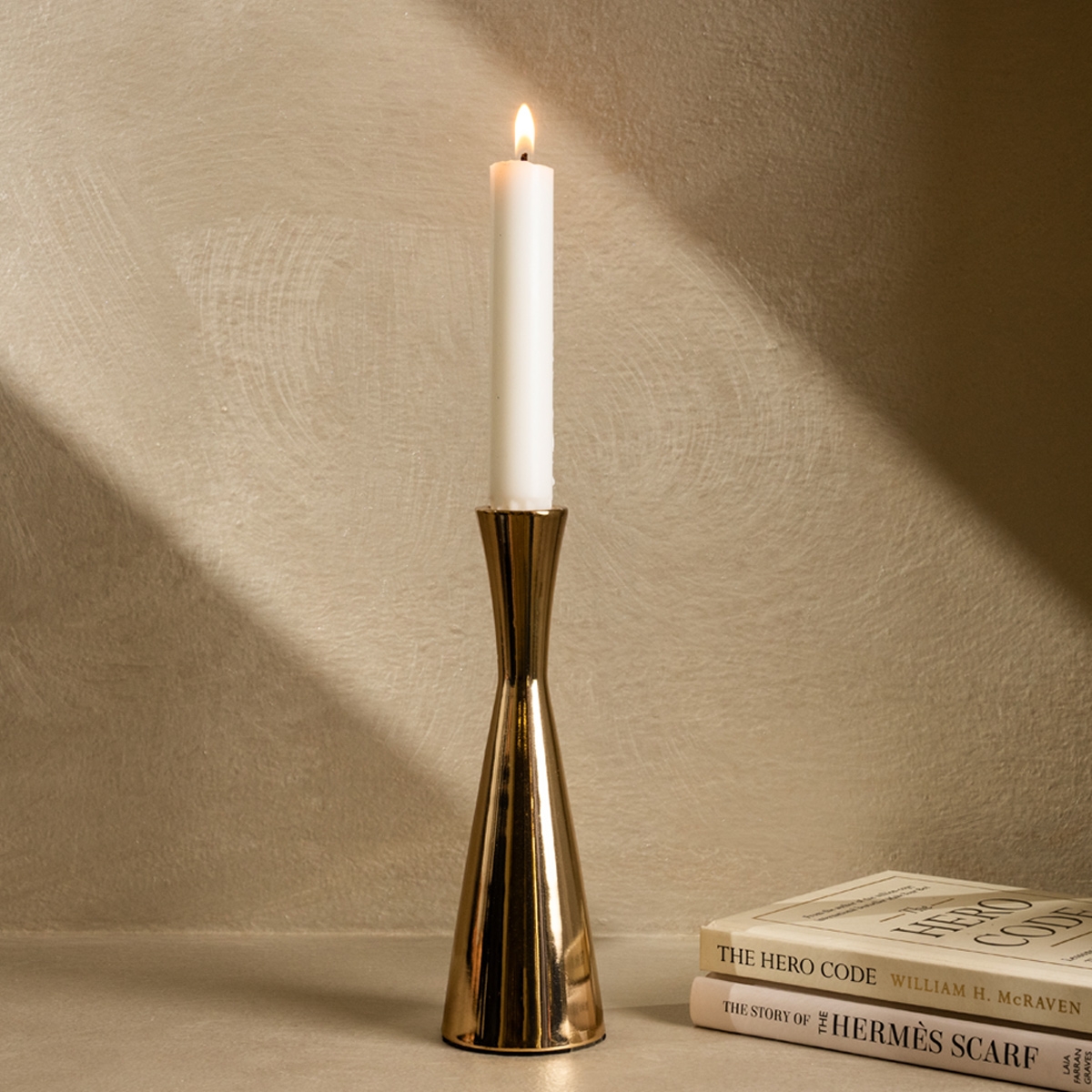 Buy Polish candle holder gold 6x6x19 cm in Kuwait