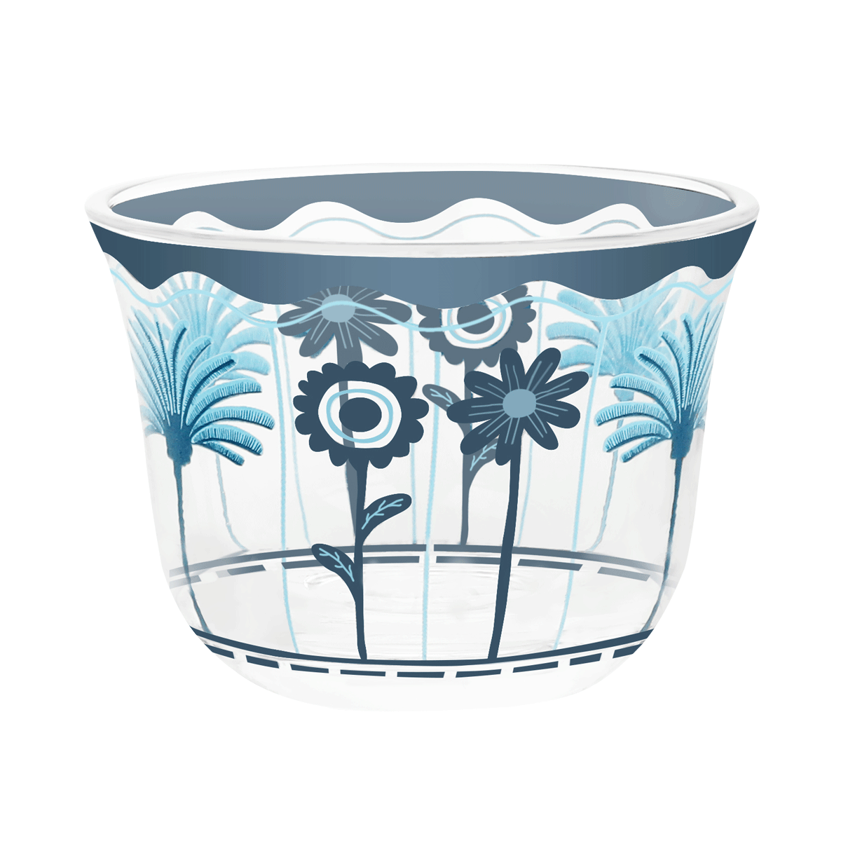 Buy Palm glass gahwa cup set 6pcs blue in Kuwait
