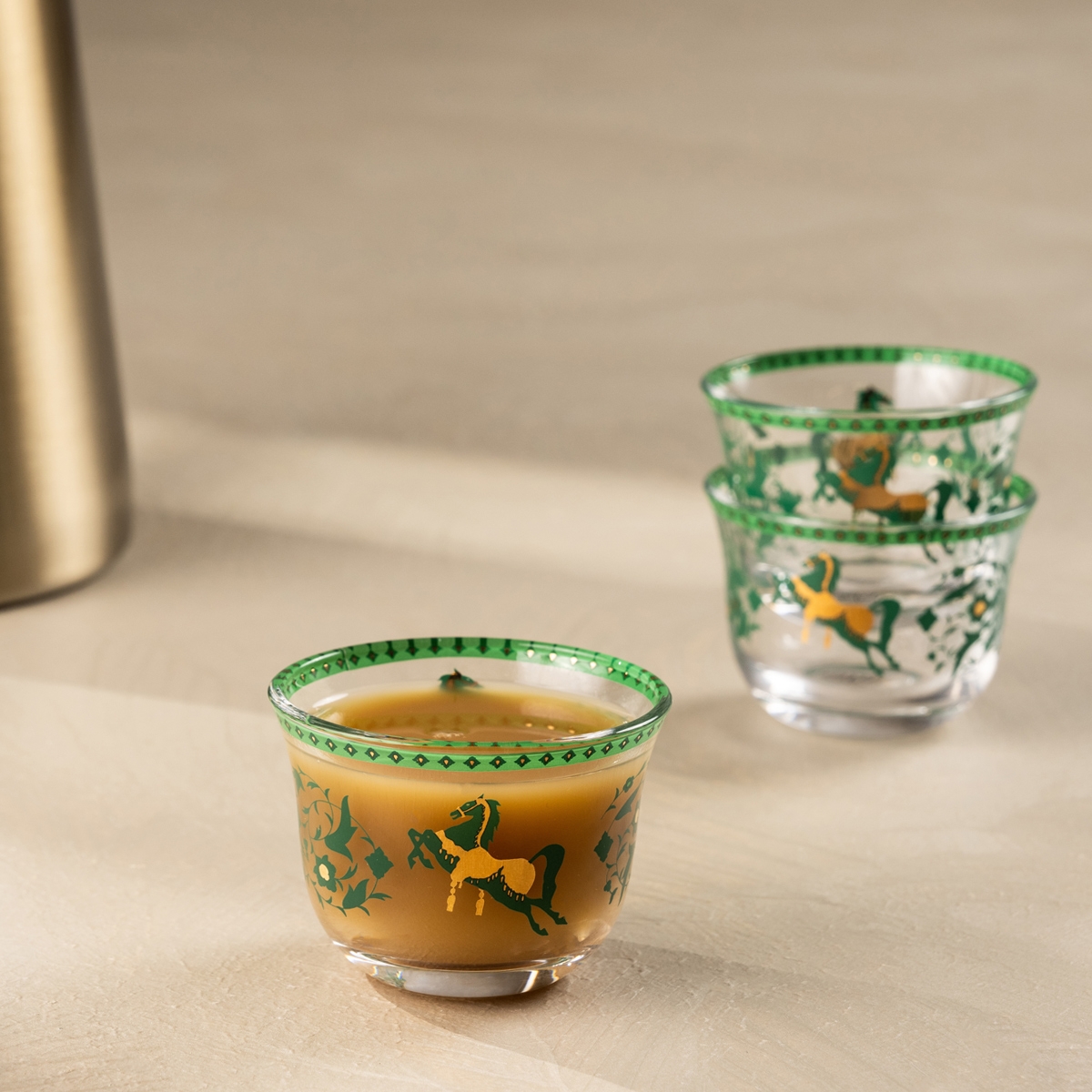 Buy Faris glass gahwa cup set 6pcs green in Kuwait