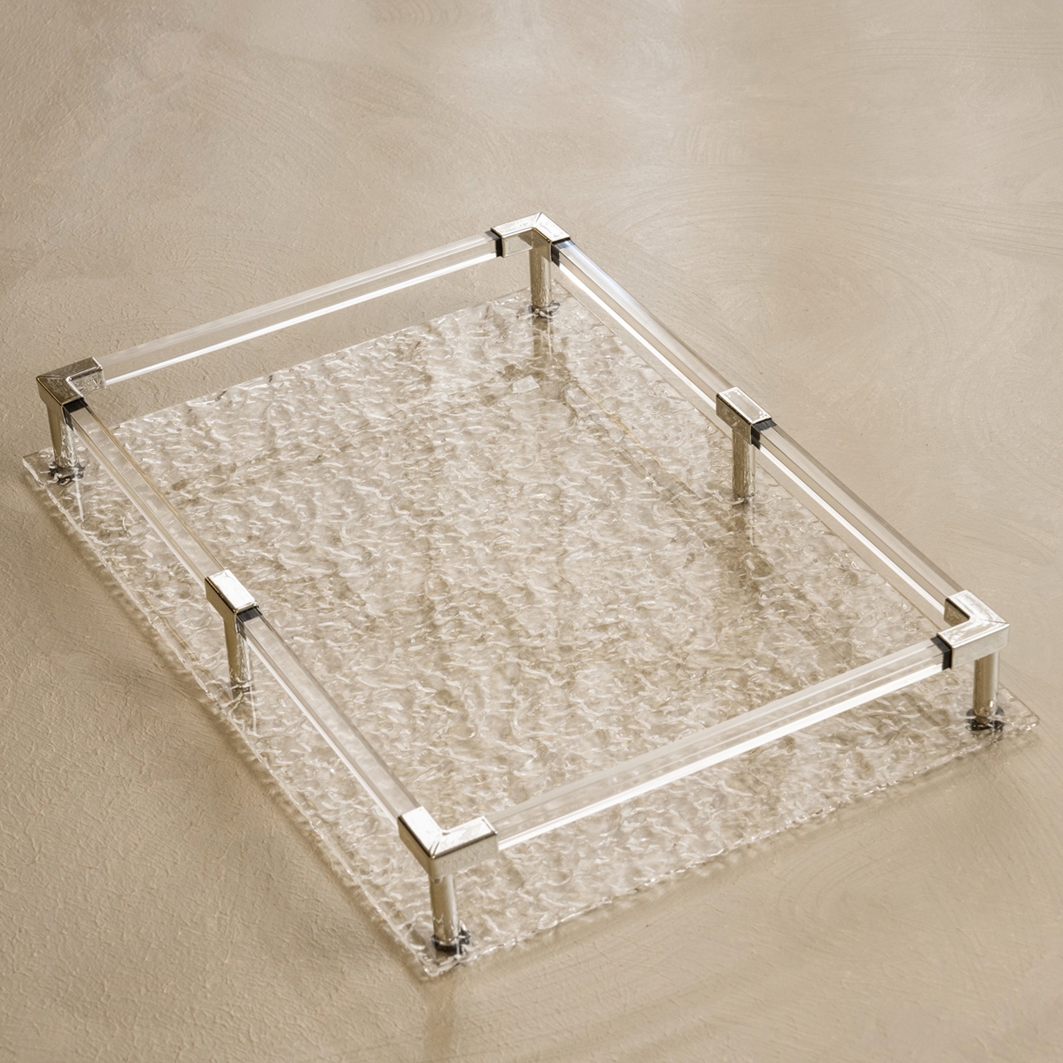 Buy Suli acrylic tray silver 40x25x5. 5 cm in Kuwait