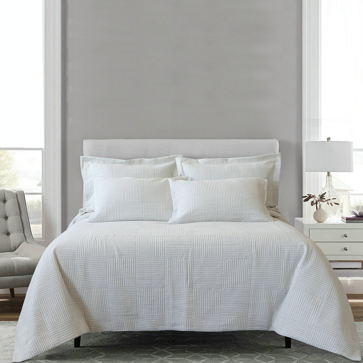 Buy Carla 5 pcs jacquard duvet cover set white 220x240 cm in Kuwait