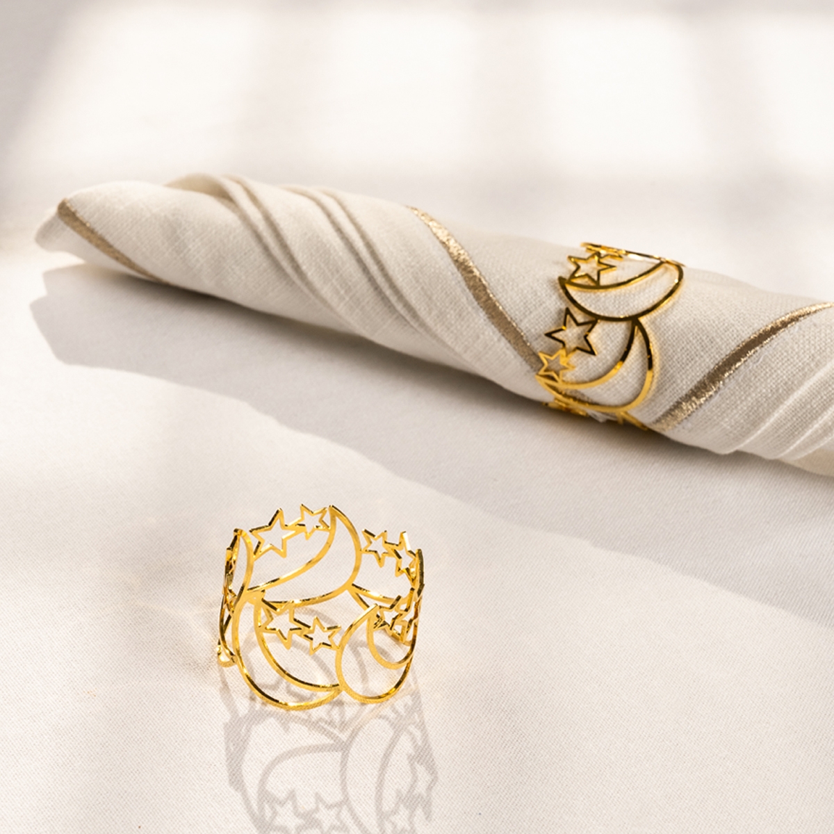 Buy Moon napkin ring gold set of 6pcs 5x3x0. 2 cm in Kuwait