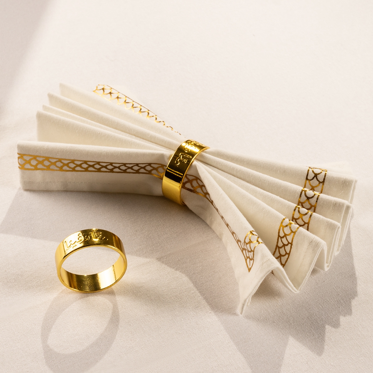Buy Menna napkin ring gold set of 6pcs 4. 5x1. 5x0. 2 in Kuwait