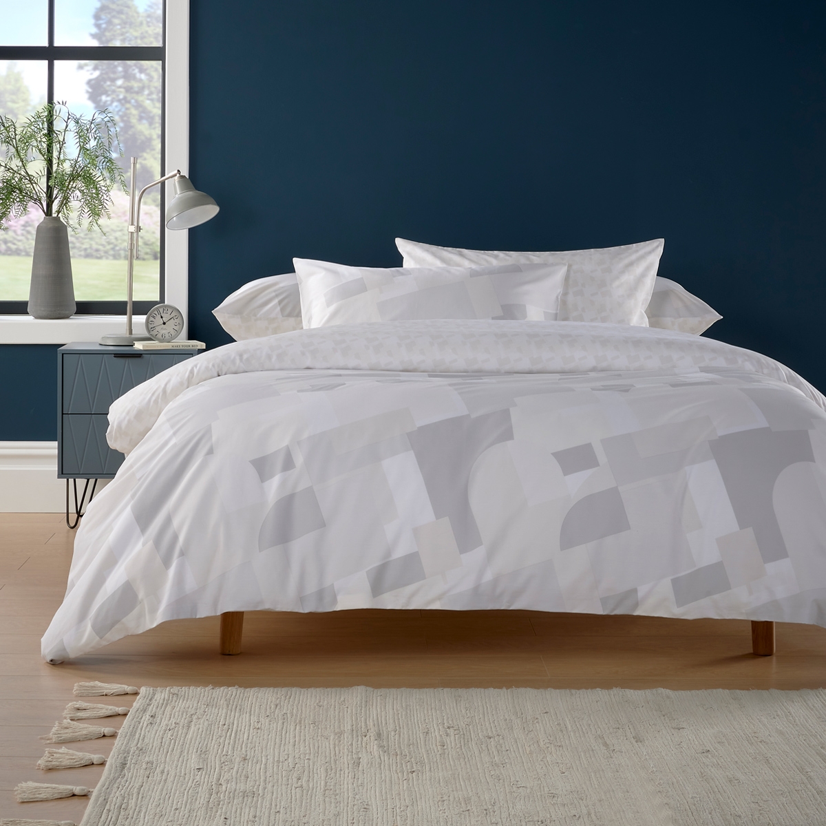 Buy Blocks 3 pcs printed comforter set white 240x260 cm in Kuwait