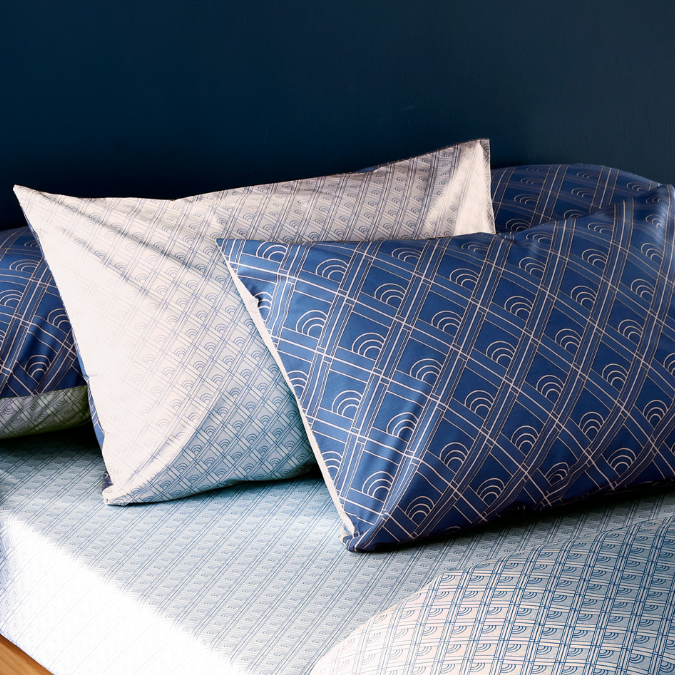 Buy Rene 2 pcs printed pillowcase set blue 50x75 cm in Kuwait