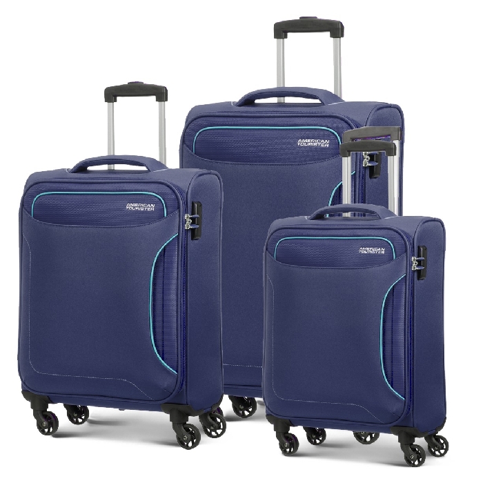 Buy American tourister art holiday (55+68+80) cm soft luggage set - navy in Saudi Arabia