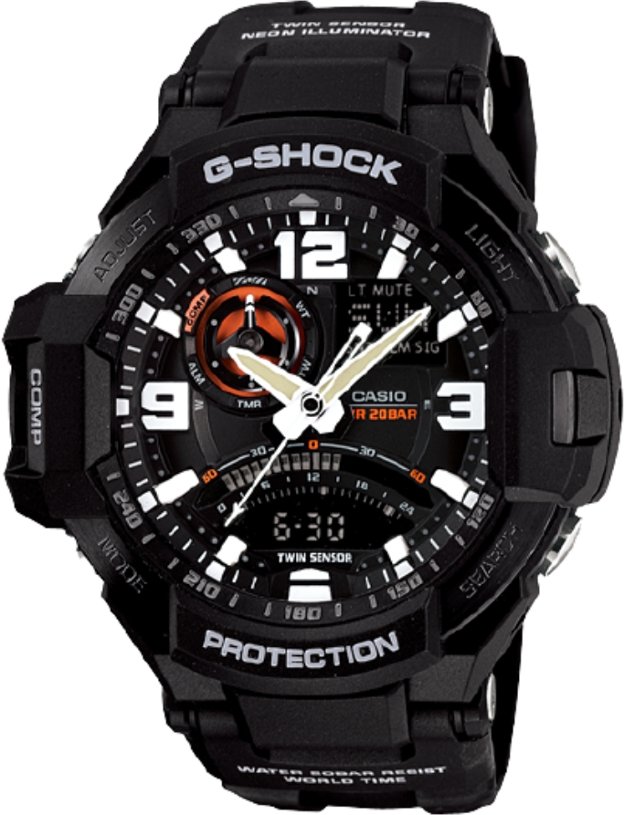 

Casio g-shock analog / digital 51mm gents resin sport watch (ga-1000-1adr)