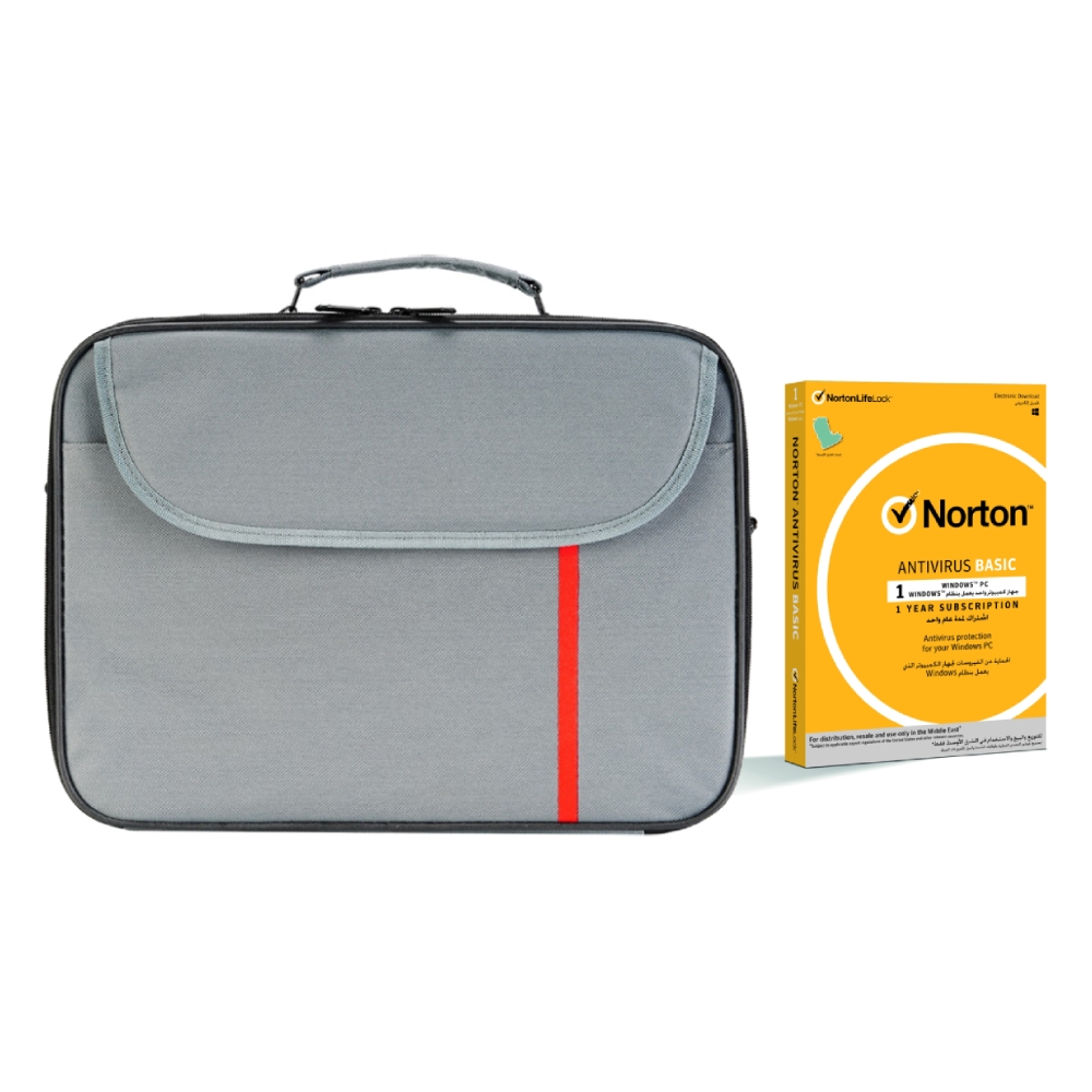 Buy Datazone 15-inch laptop bag - grey + norton antivirus 1 year subscription for 1 device in Saudi Arabia