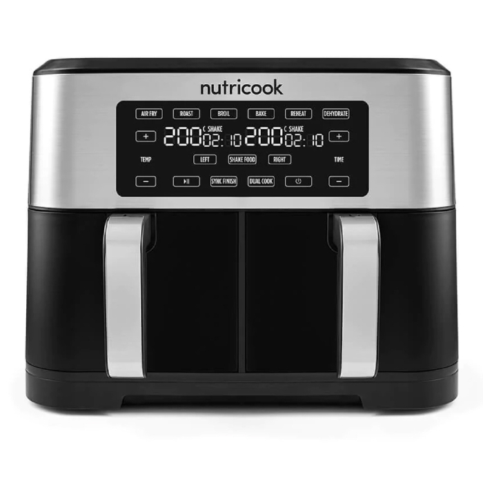 Buy Nutricook duo air fryer, 8 liters, 2800 watts, nc-af800 – black/silver in Saudi Arabia
