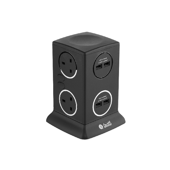 Buy Alfanar tower extension socket, 13 a , ce063m4u16-ch217 - black matt in Saudi Arabia